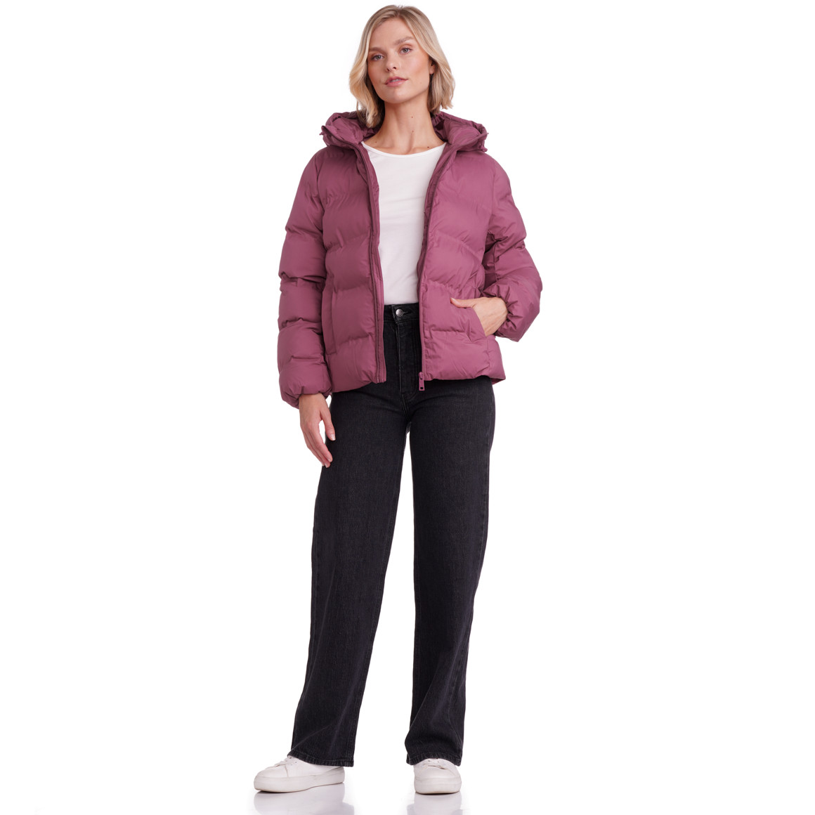 Dames pufferjas in effen kleur