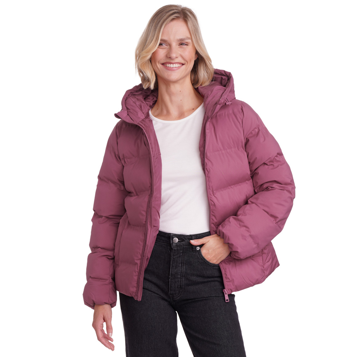 Dames pufferjas in effen kleur