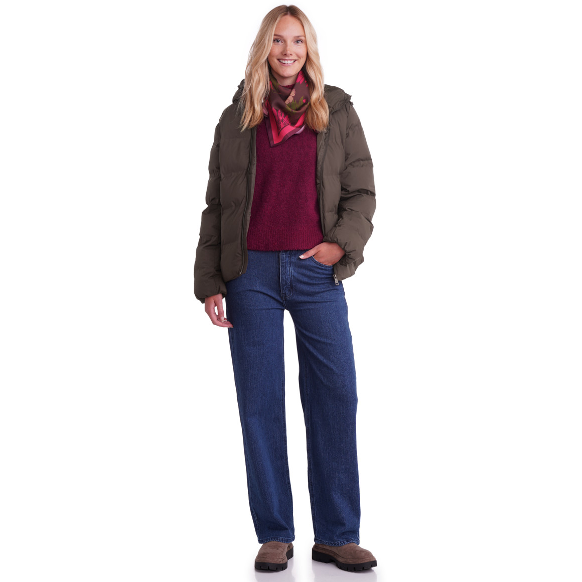 Dames pufferjas in effen kleur