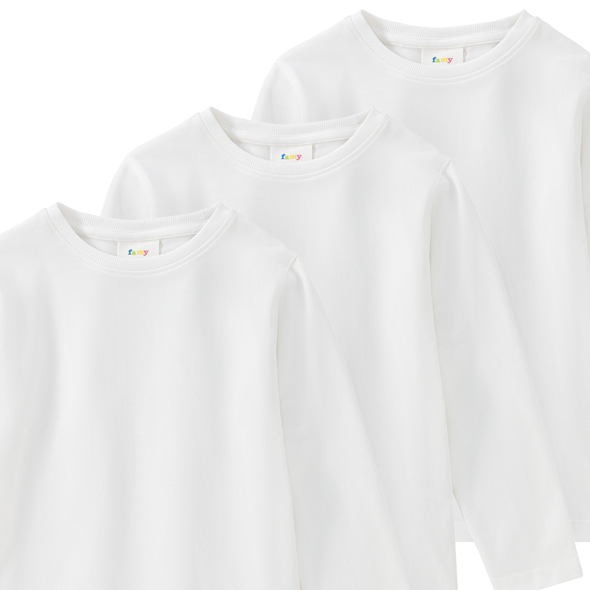 3 Kinder Langarmshirts im Basic-Look