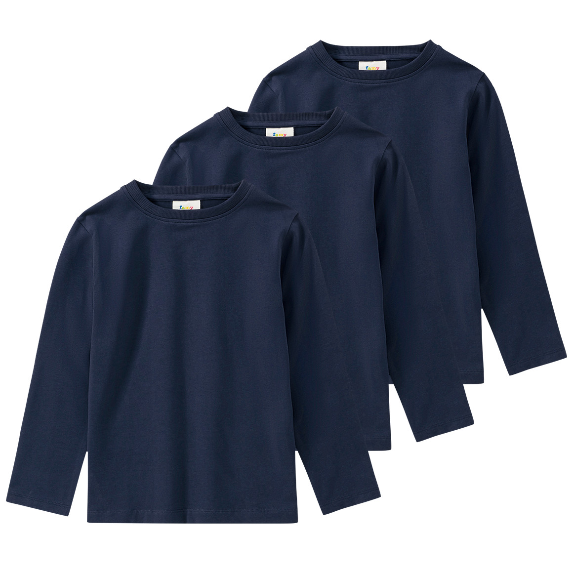 3 Kinder Langarmshirts im Basic-Look