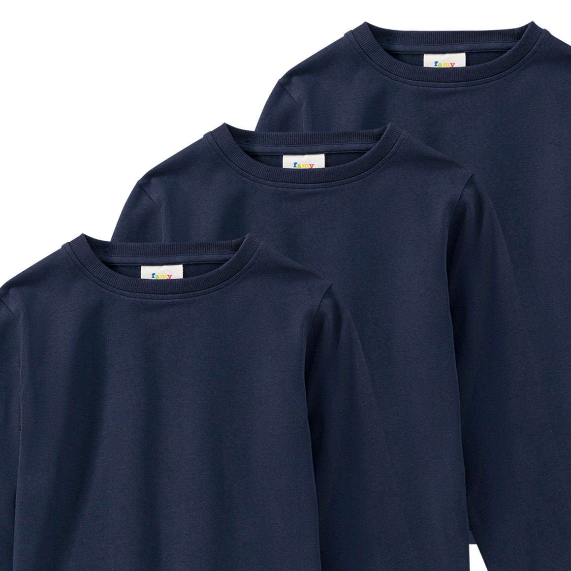 3 Kinder Langarmshirts im Basic-Look