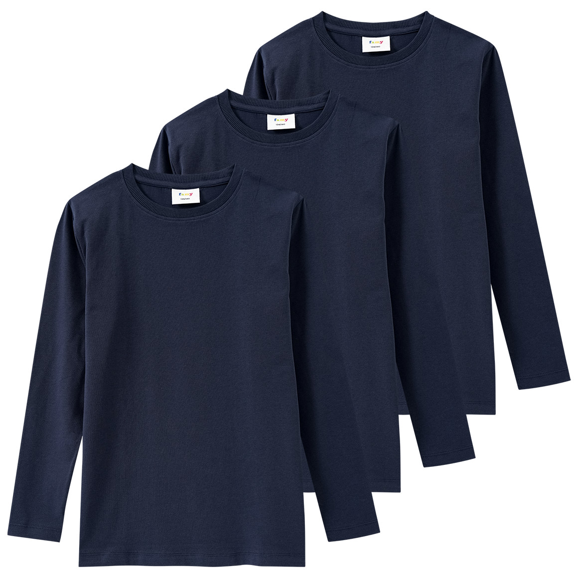 3 Kinder Langarmshirts im Basic-Look