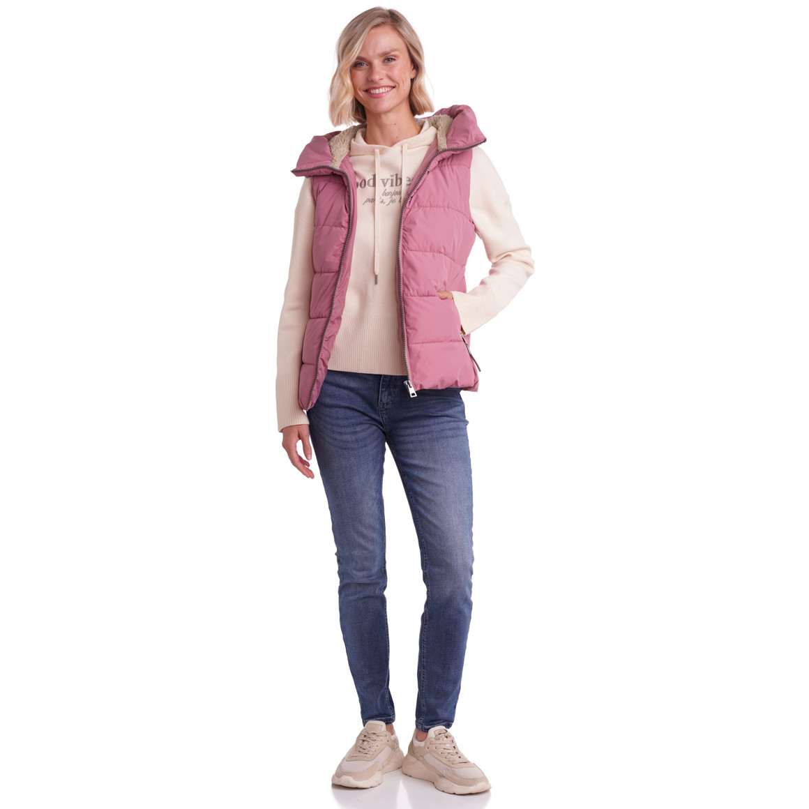 Dames gewatteerd vest met capuchon