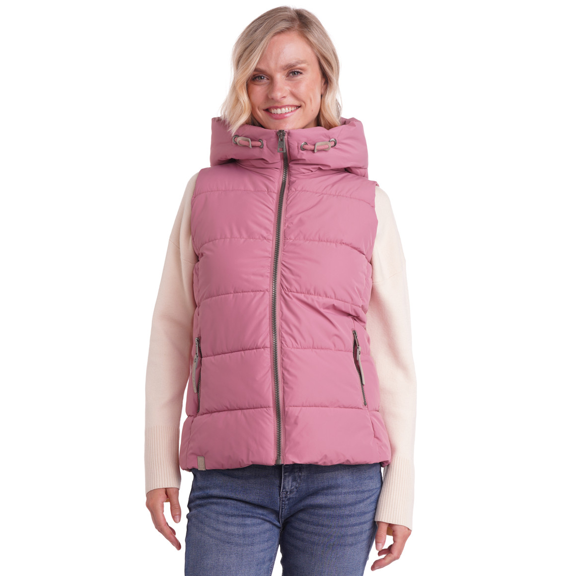 Dames gewatteerd vest met capuchon