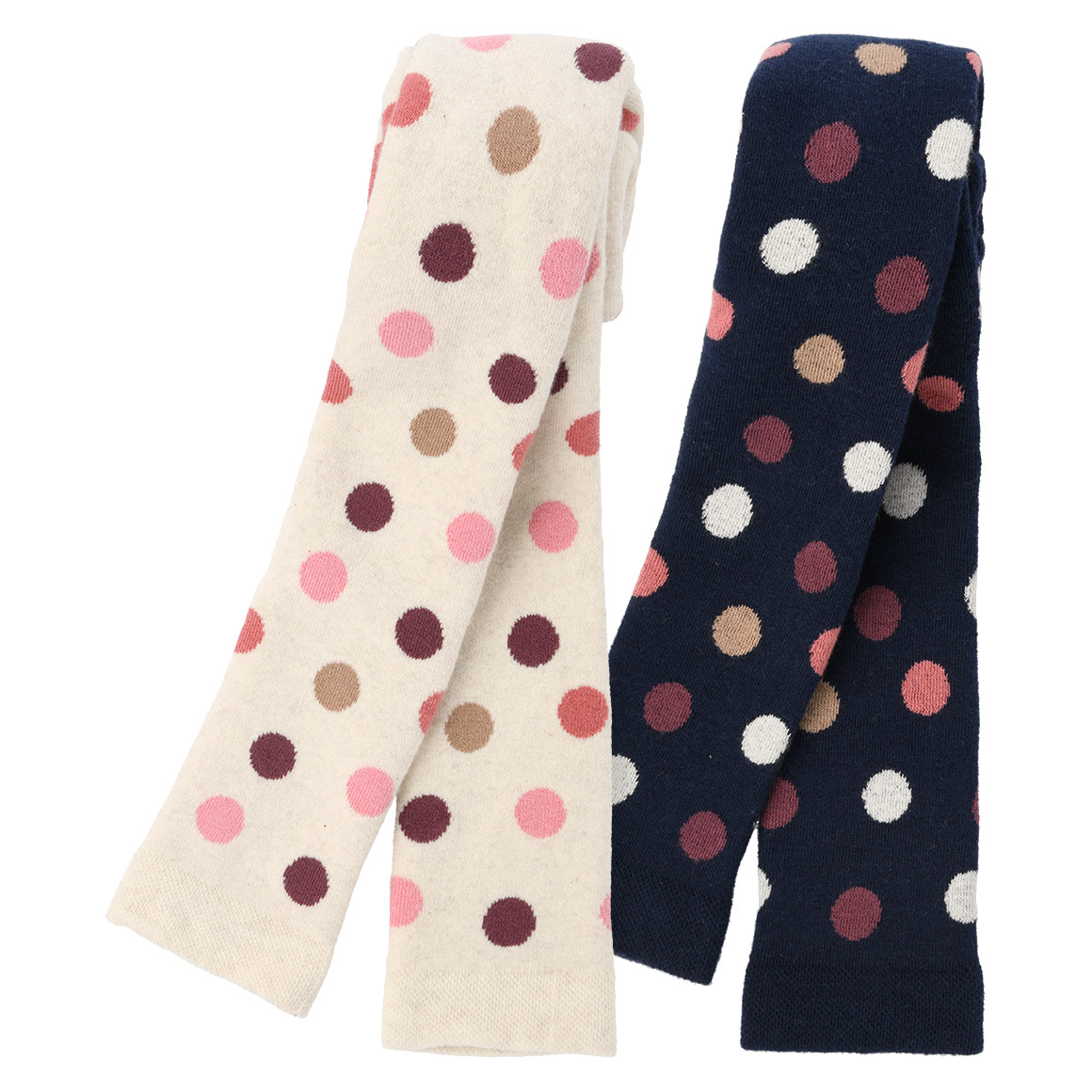 2 badstof leggings met stippen voor meisjes