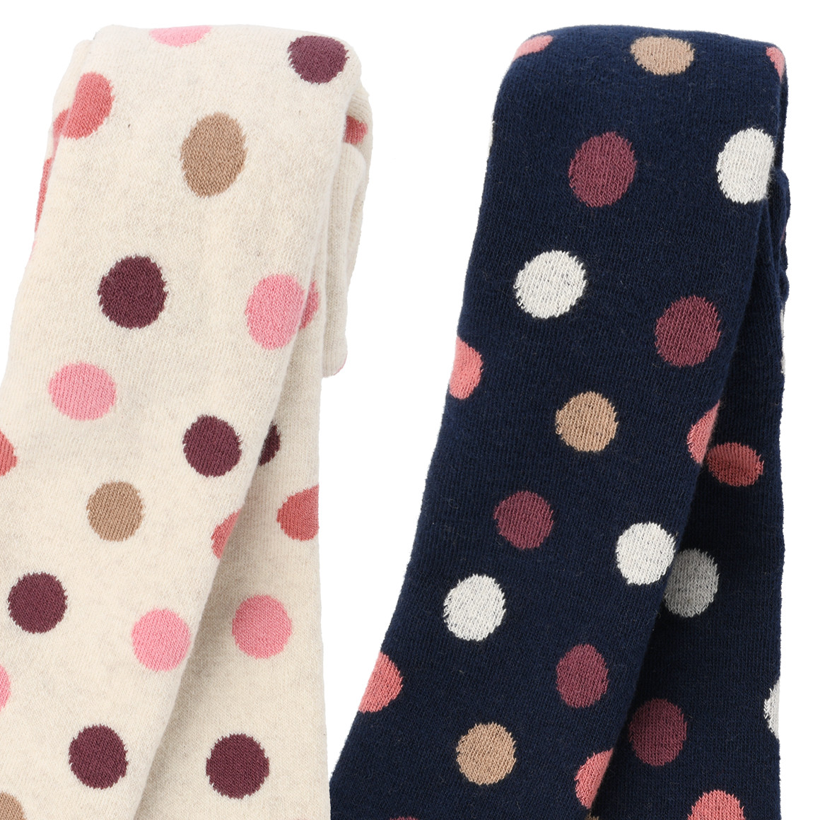 2 badstof leggings met stippen voor meisjes