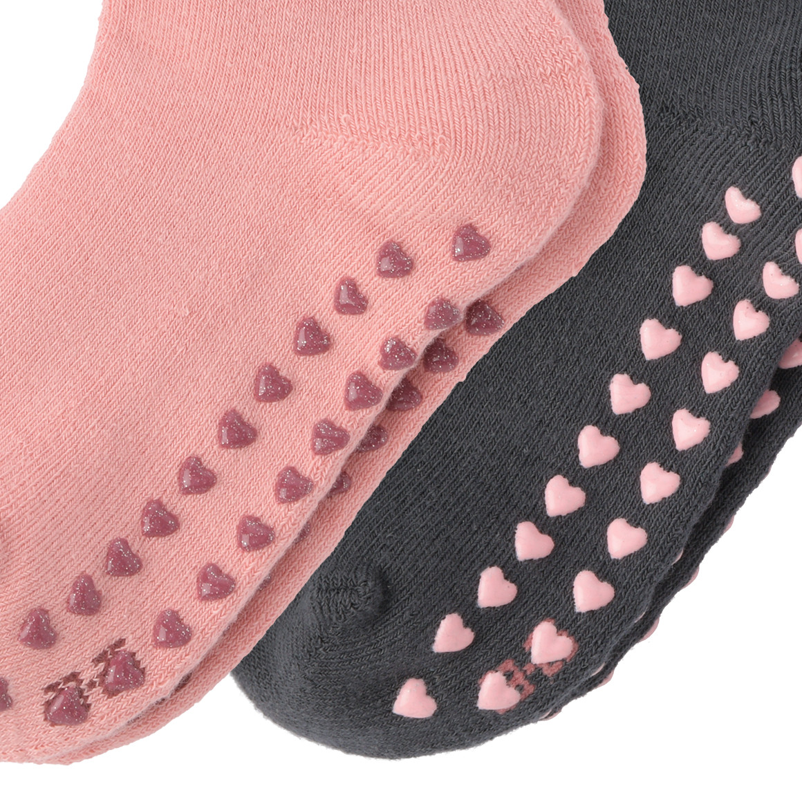 2 Paar Mädchen Stoppersocken mit Herzen