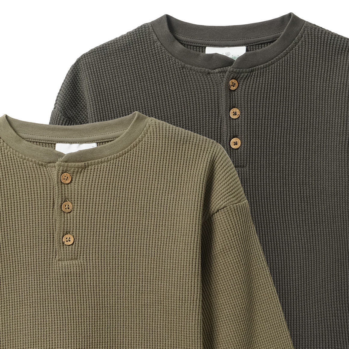 2 babyhemden met lange mouwen in wafelpiqué