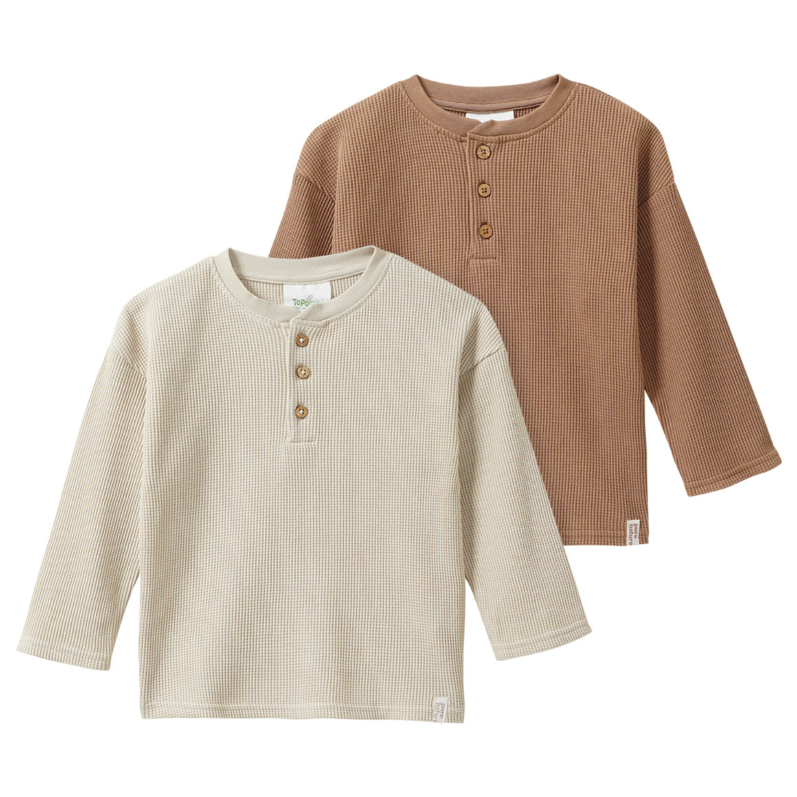 2 babyhemden met lange mouwen in wafelpiqué