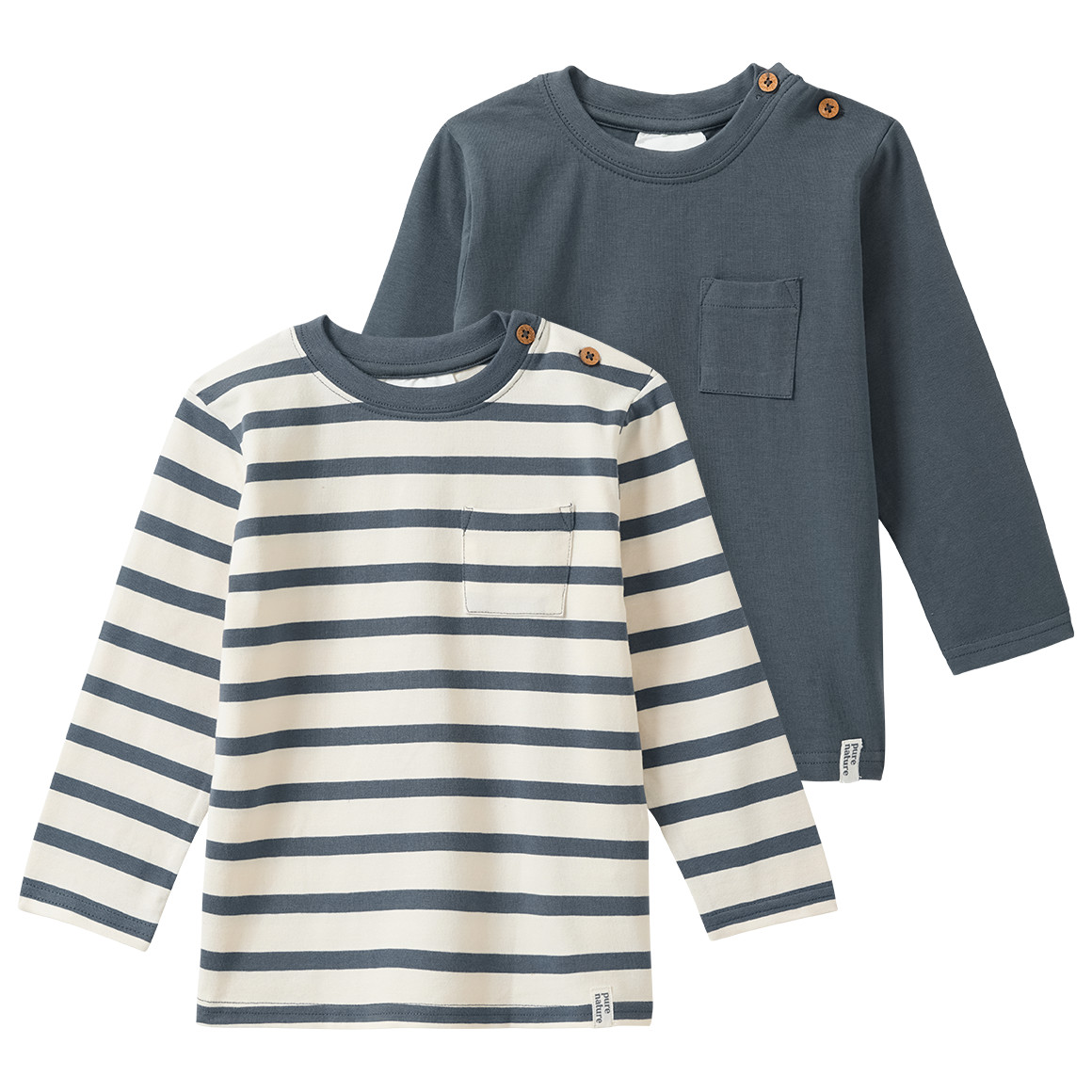 2 babyhemden met lange mouwen en borstzakje