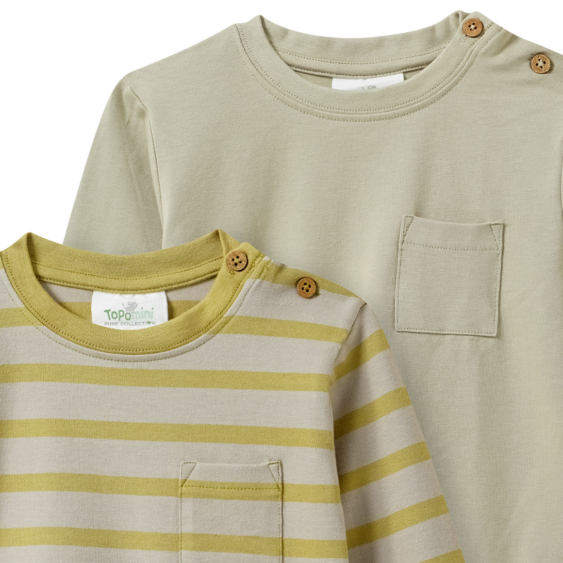 2 babyhemden met lange mouwen en borstzakje