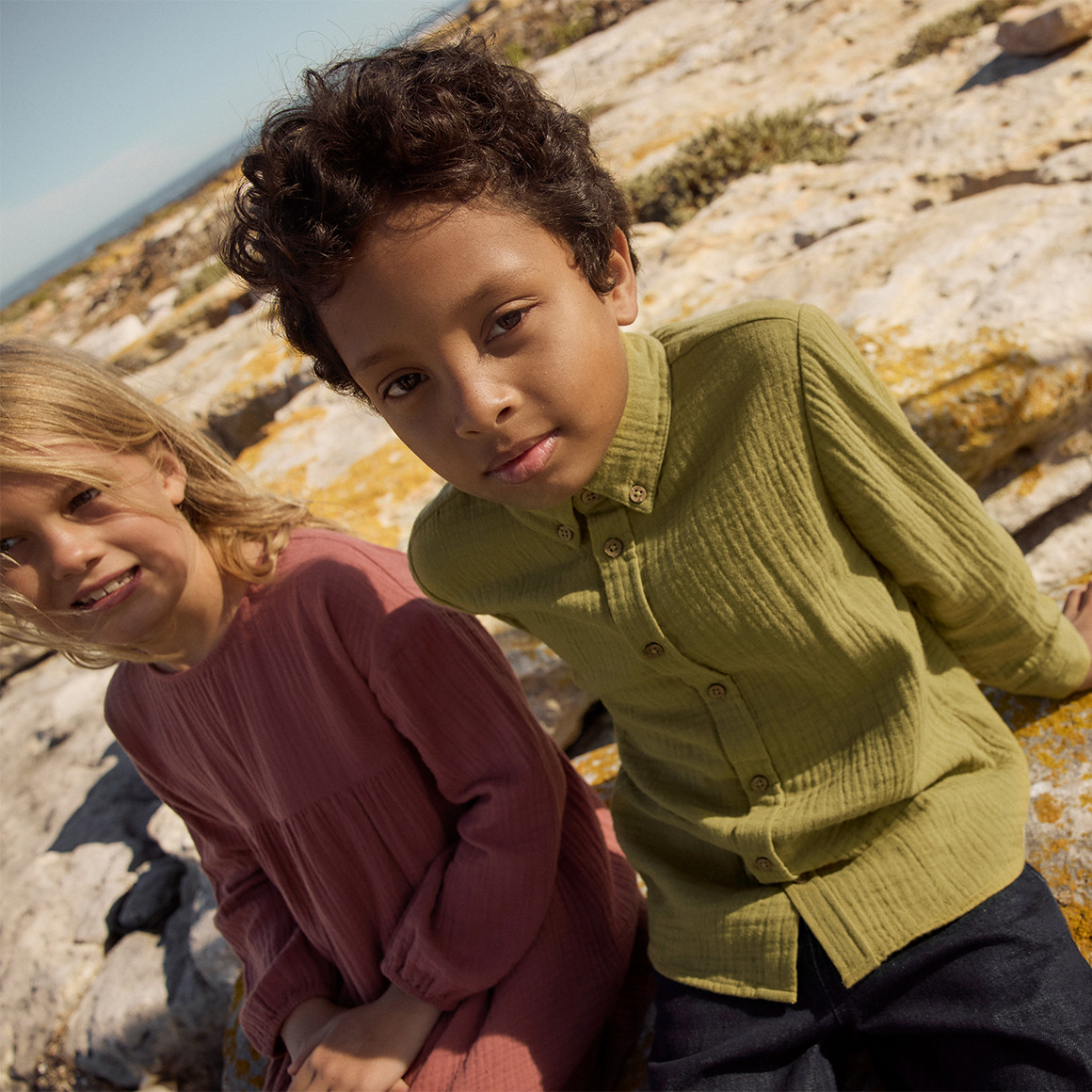 Mousseline jongenshemd van biologisch katoen