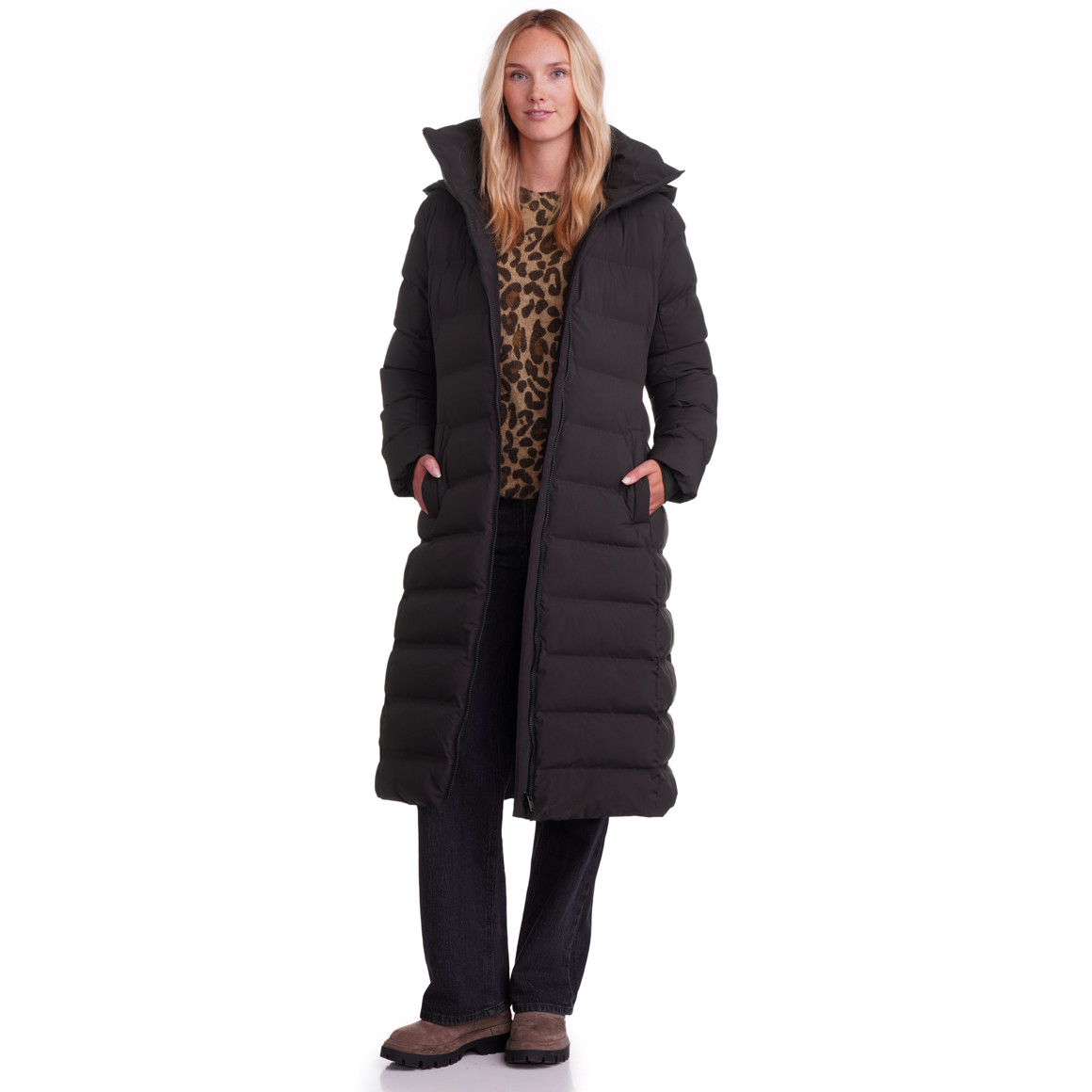 Gewatteerde damesjas met capuchon