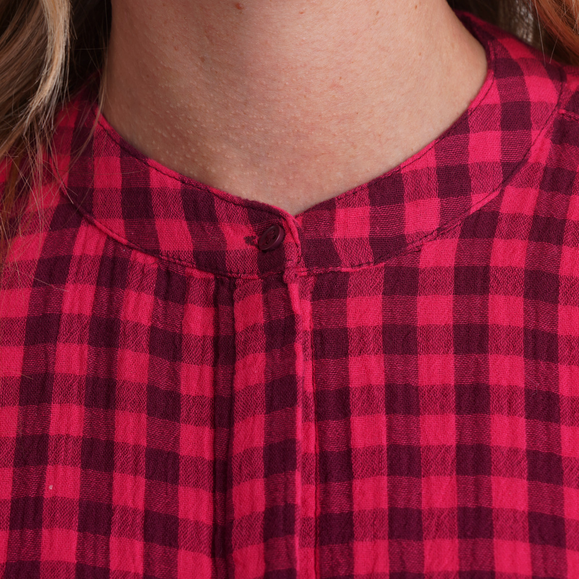 Mousseline blouse voor dames met ruitpatroon