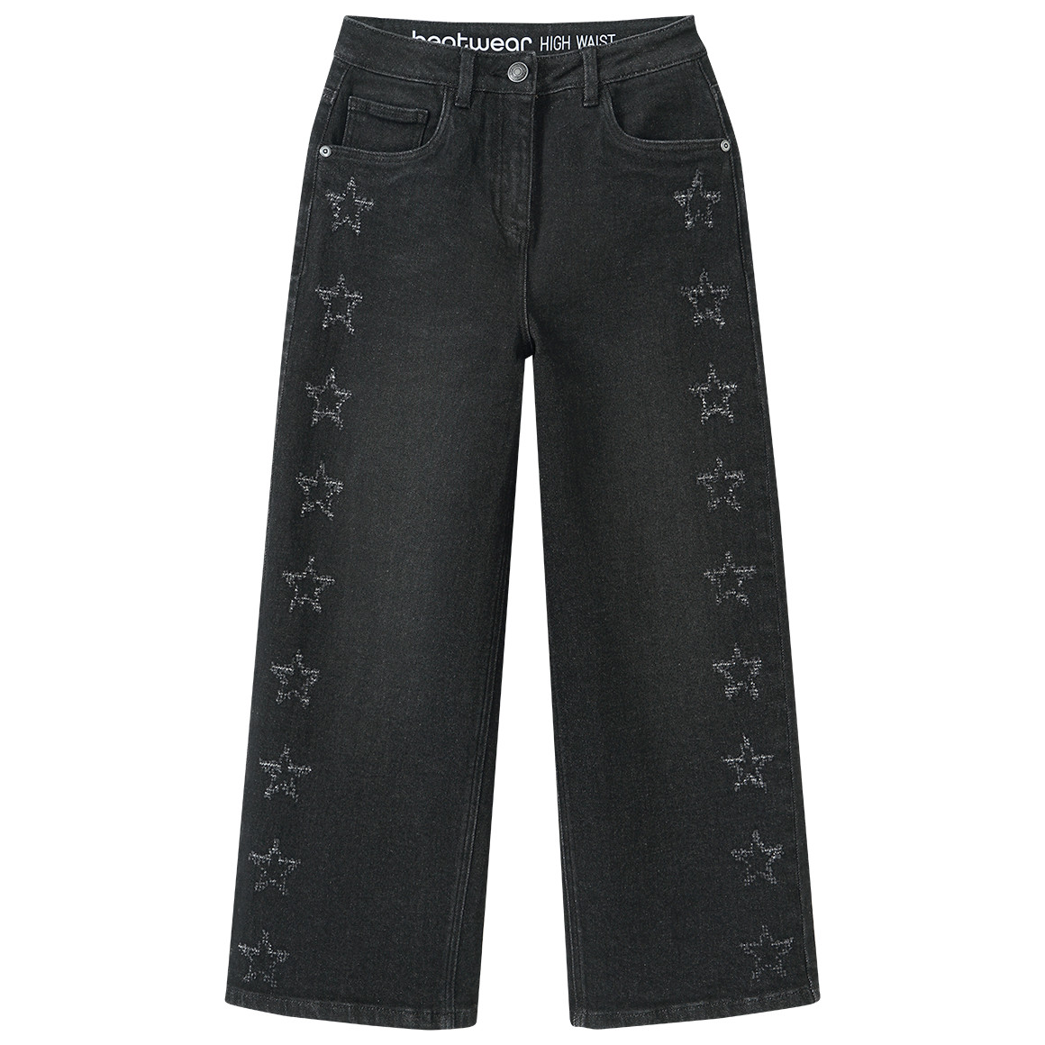 Mädchen Wide-Leg-Jeans mit dezenten Sternen