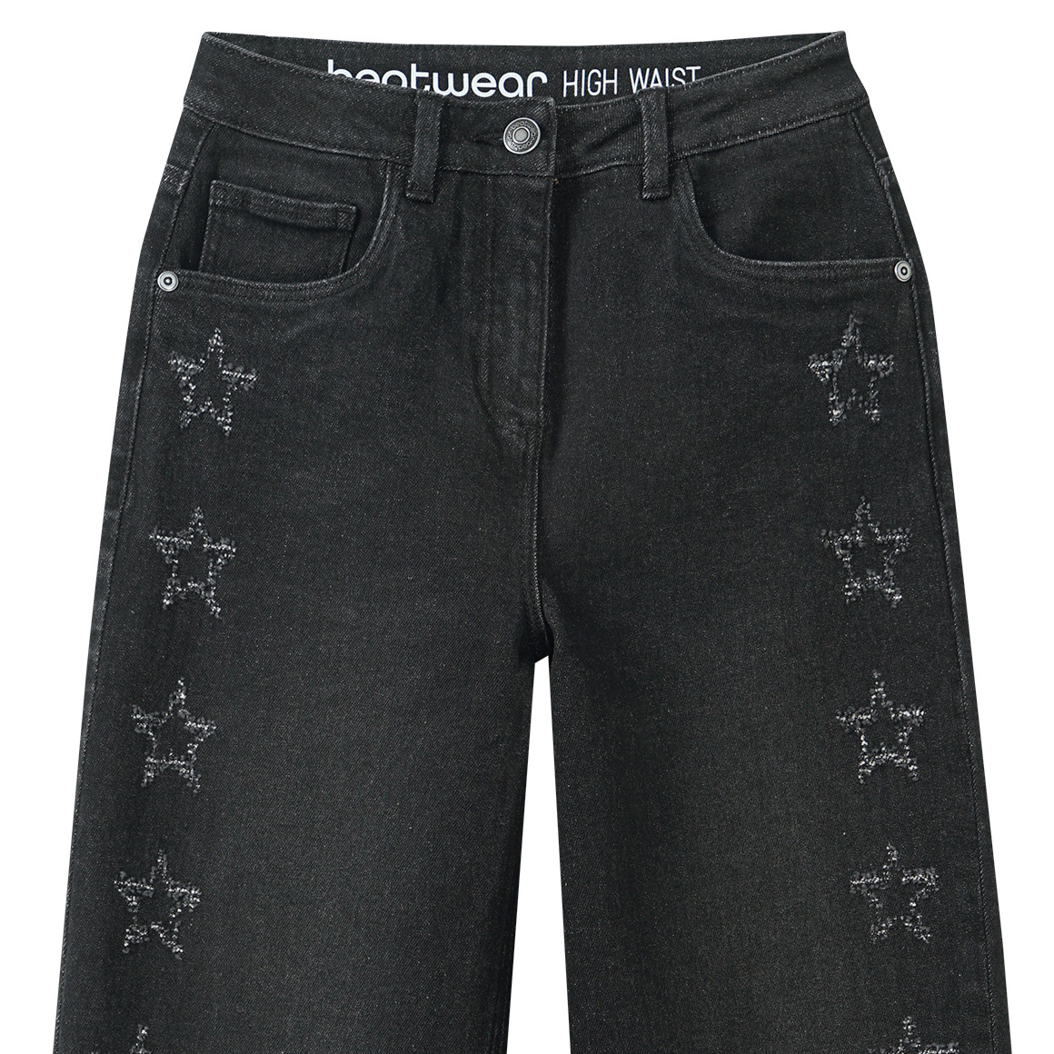 Mädchen Wide-Leg-Jeans mit dezenten Sternen