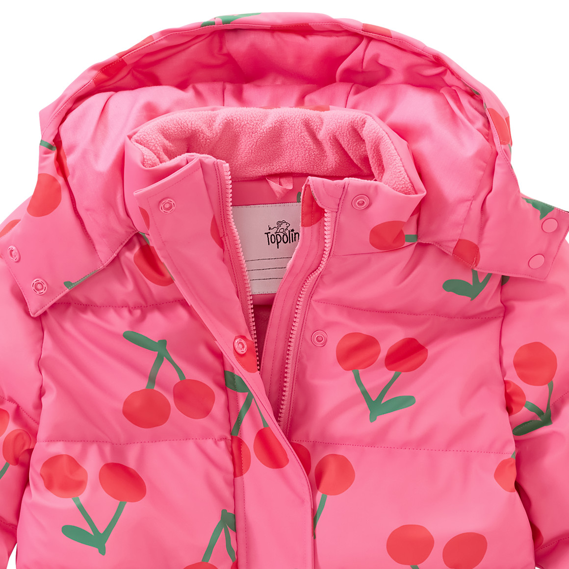 Pufferjack met kersen voor meisjes
