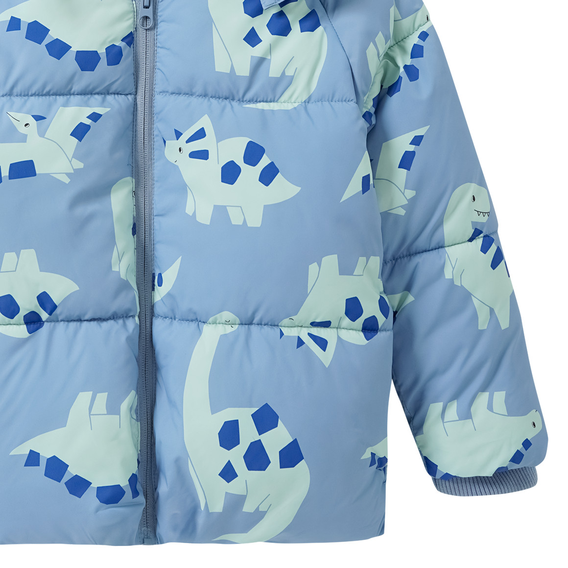 Jongens' pufferjack met dinosaurus all-over