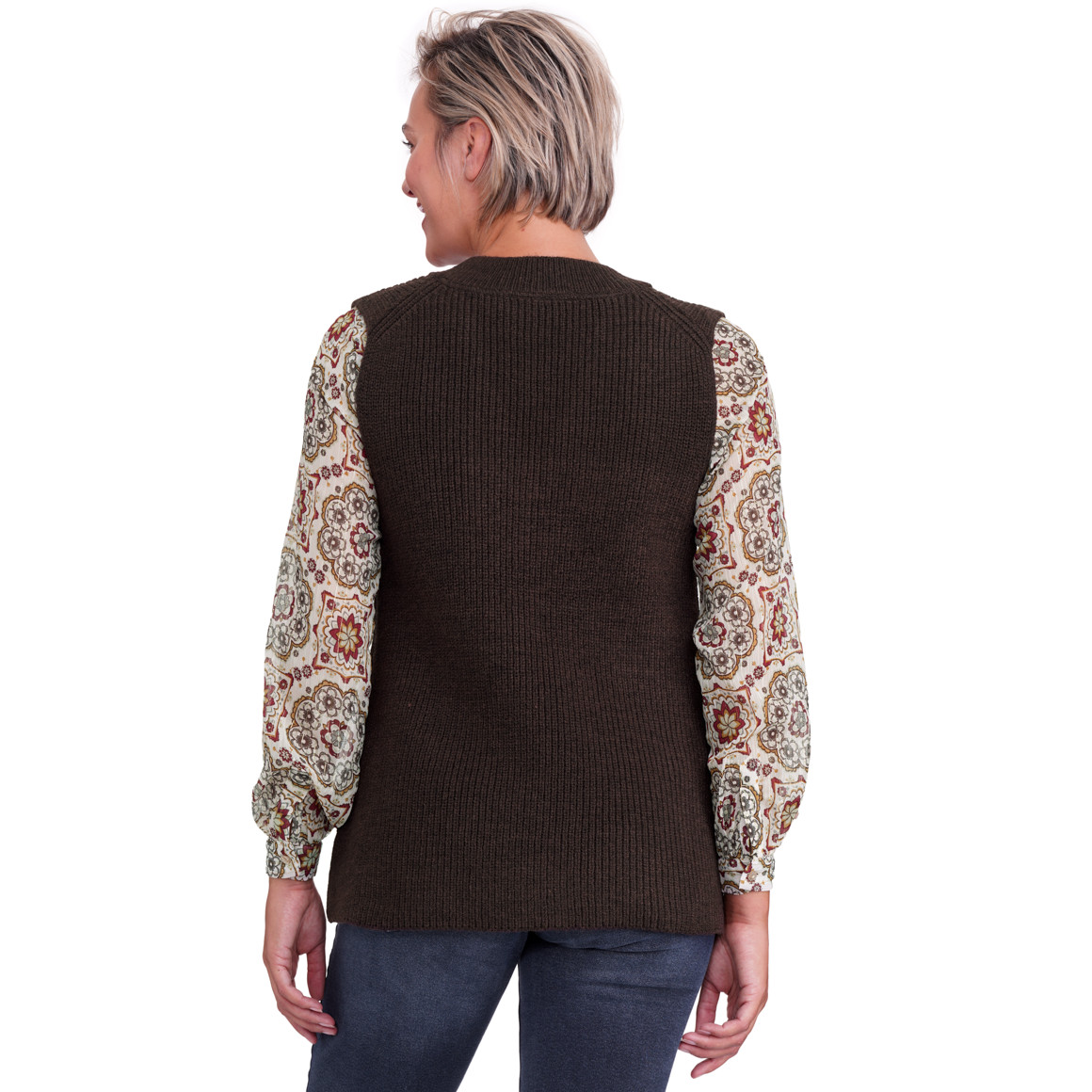 Gebreide damestrui met V-hals