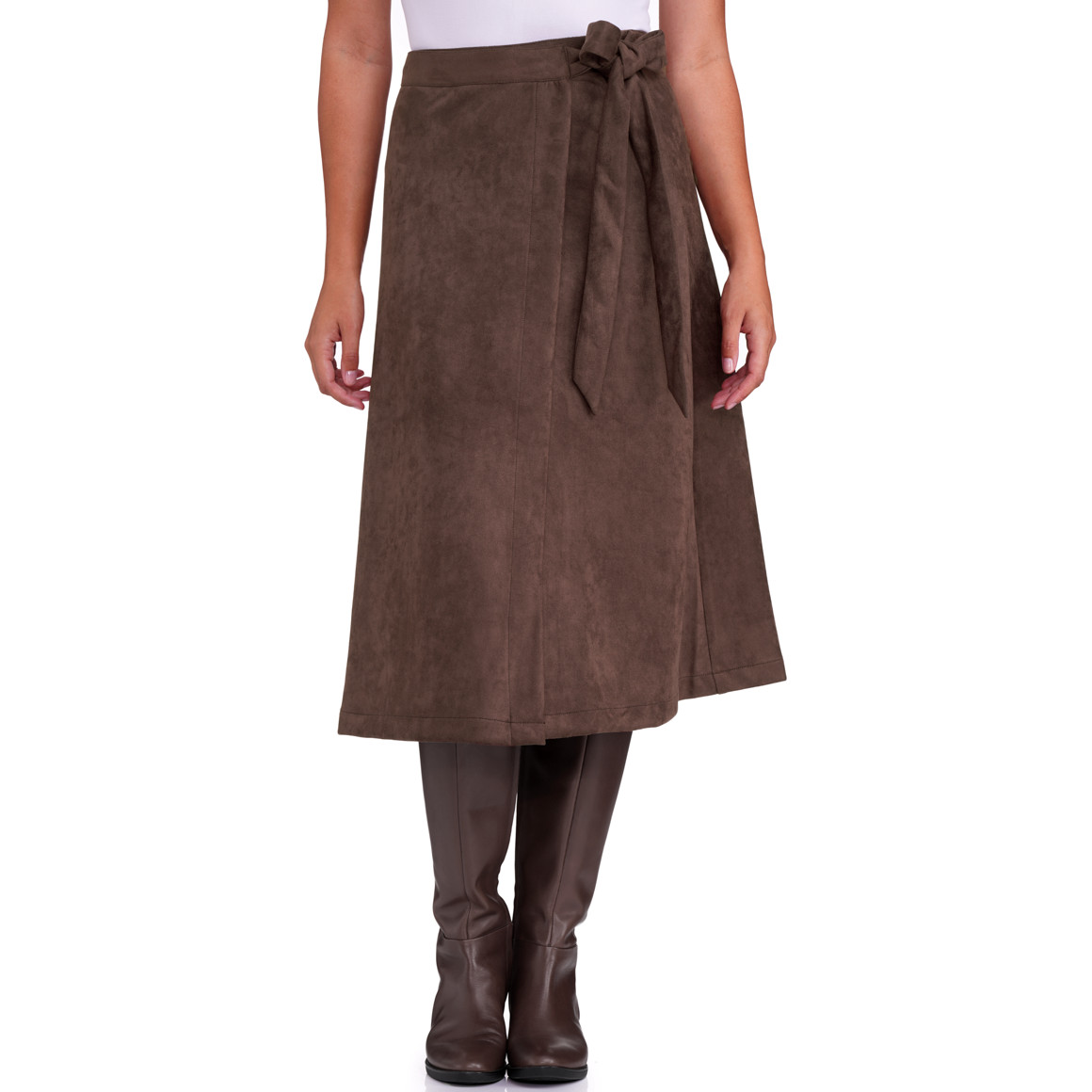 Dames wikkelrok in suède look