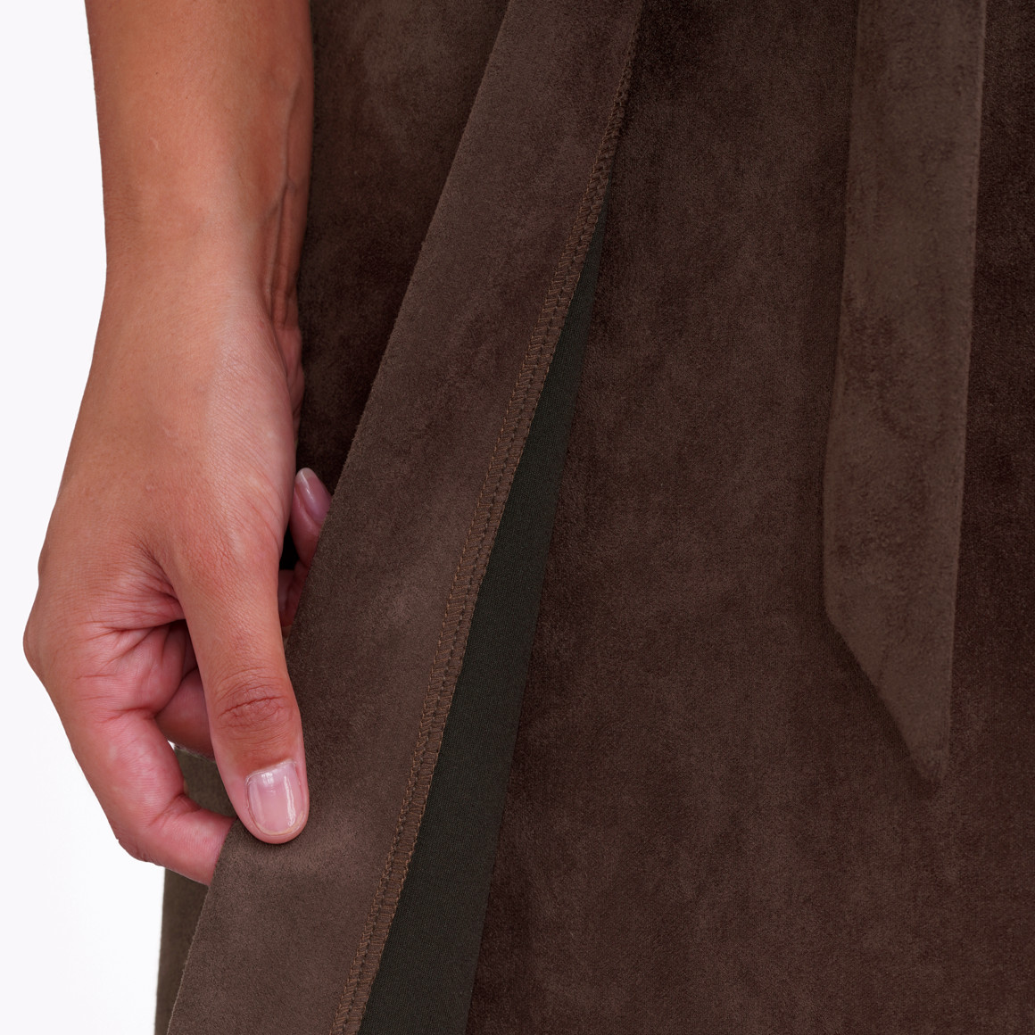Dames wikkelrok in suède look
