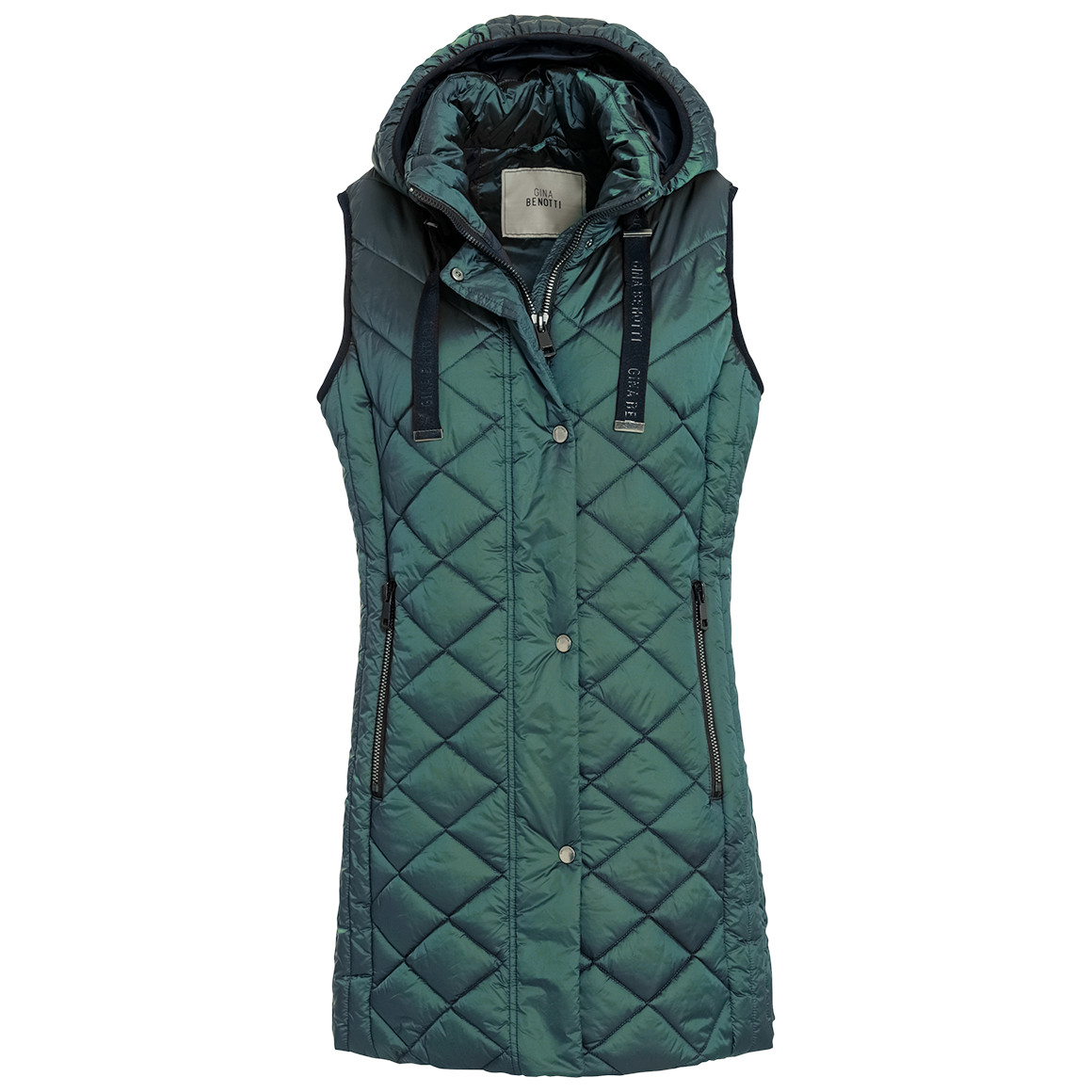 Dames gewatteerd vest met afneembare capuchon