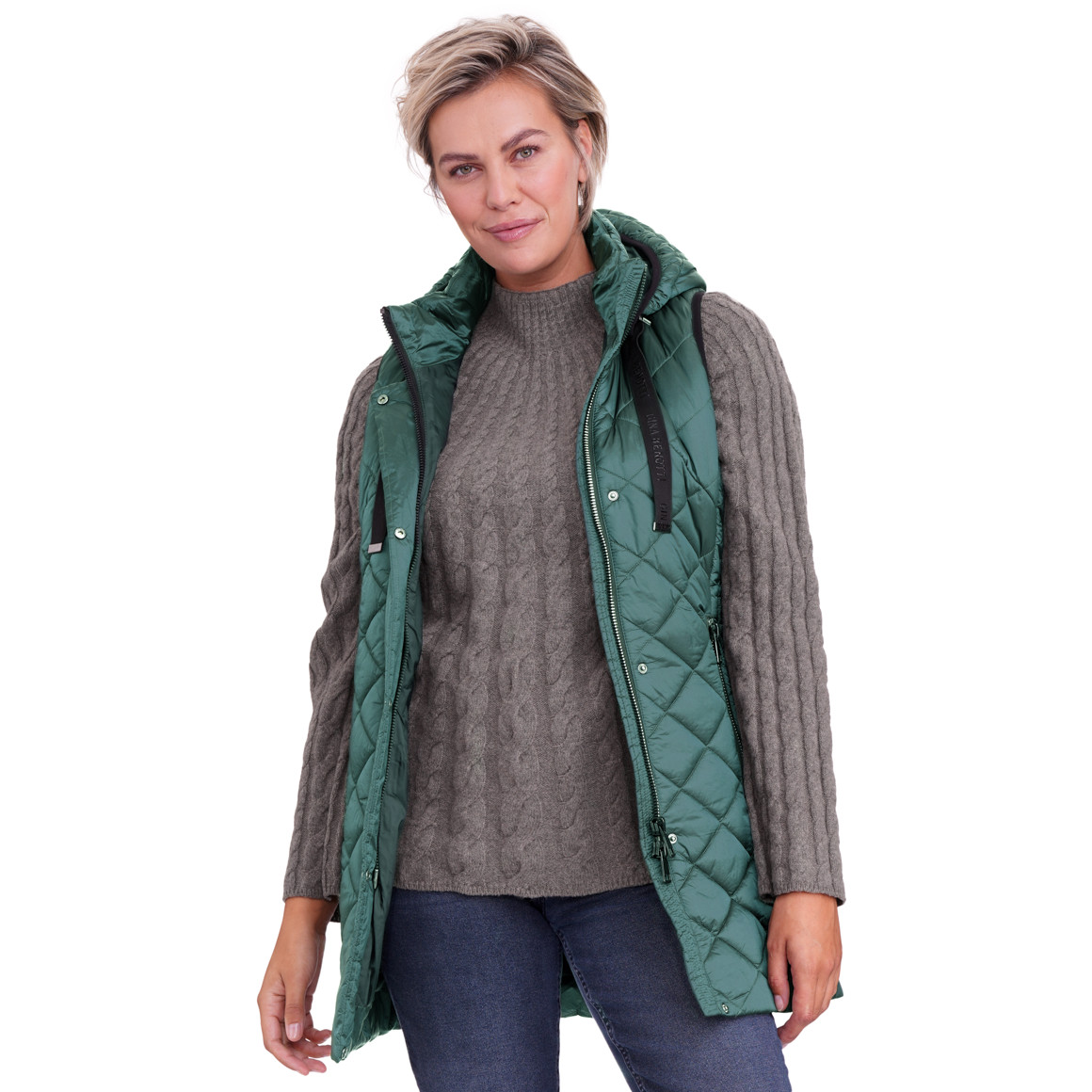 Dames gewatteerd vest met afneembare capuchon