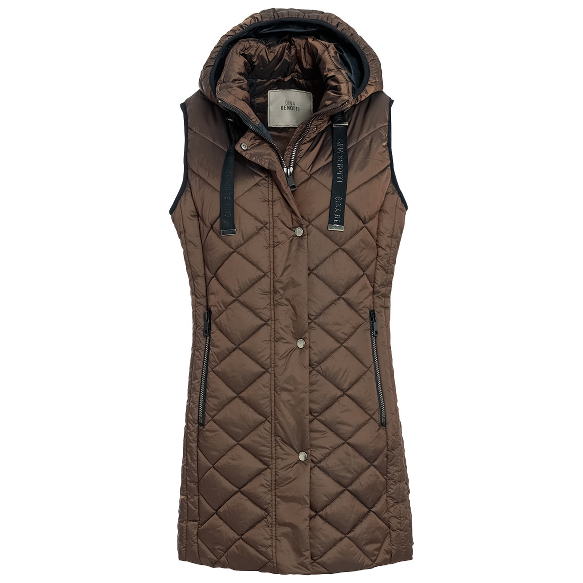 Dames gewatteerd vest met afneembare capuchon