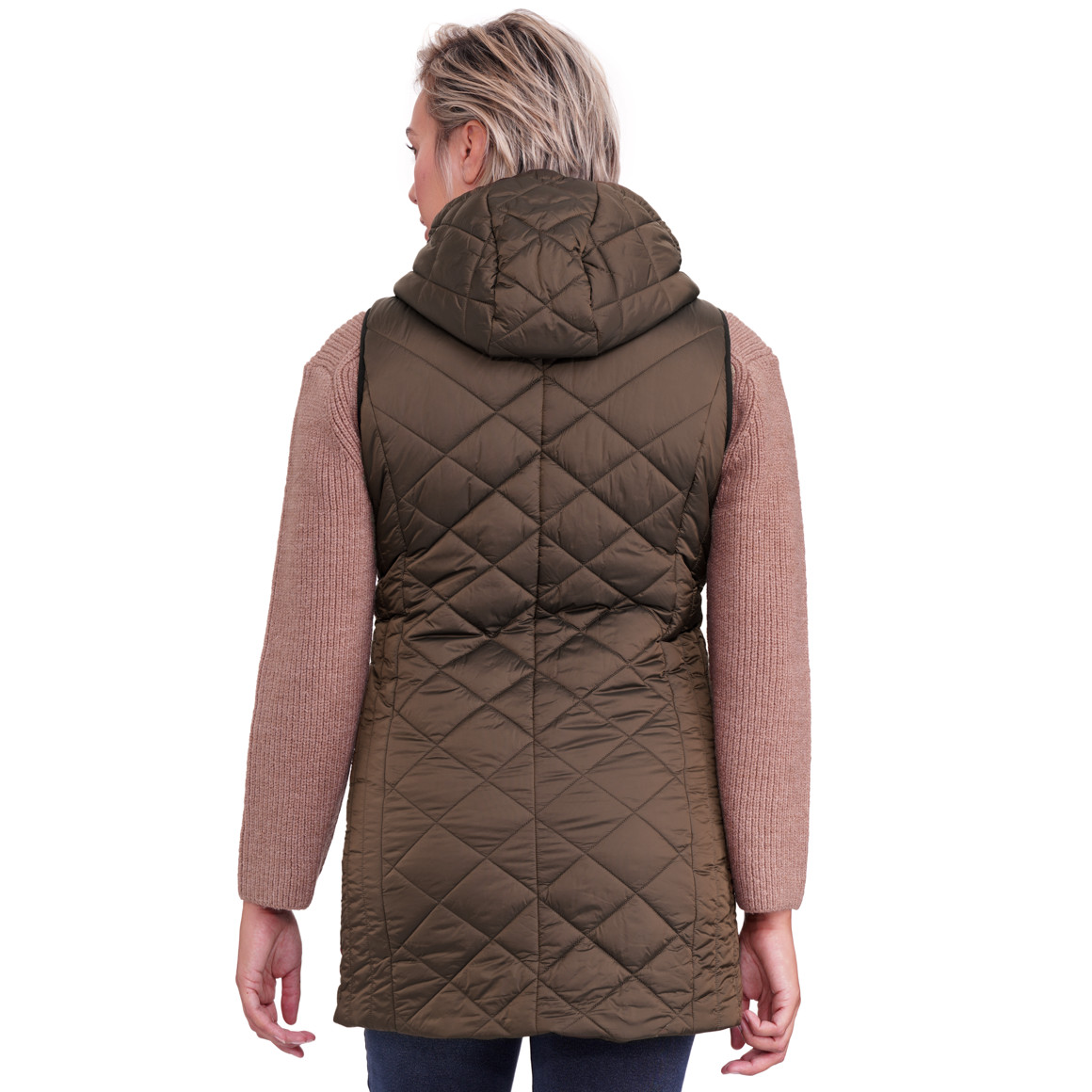 Dames gewatteerd vest met afneembare capuchon