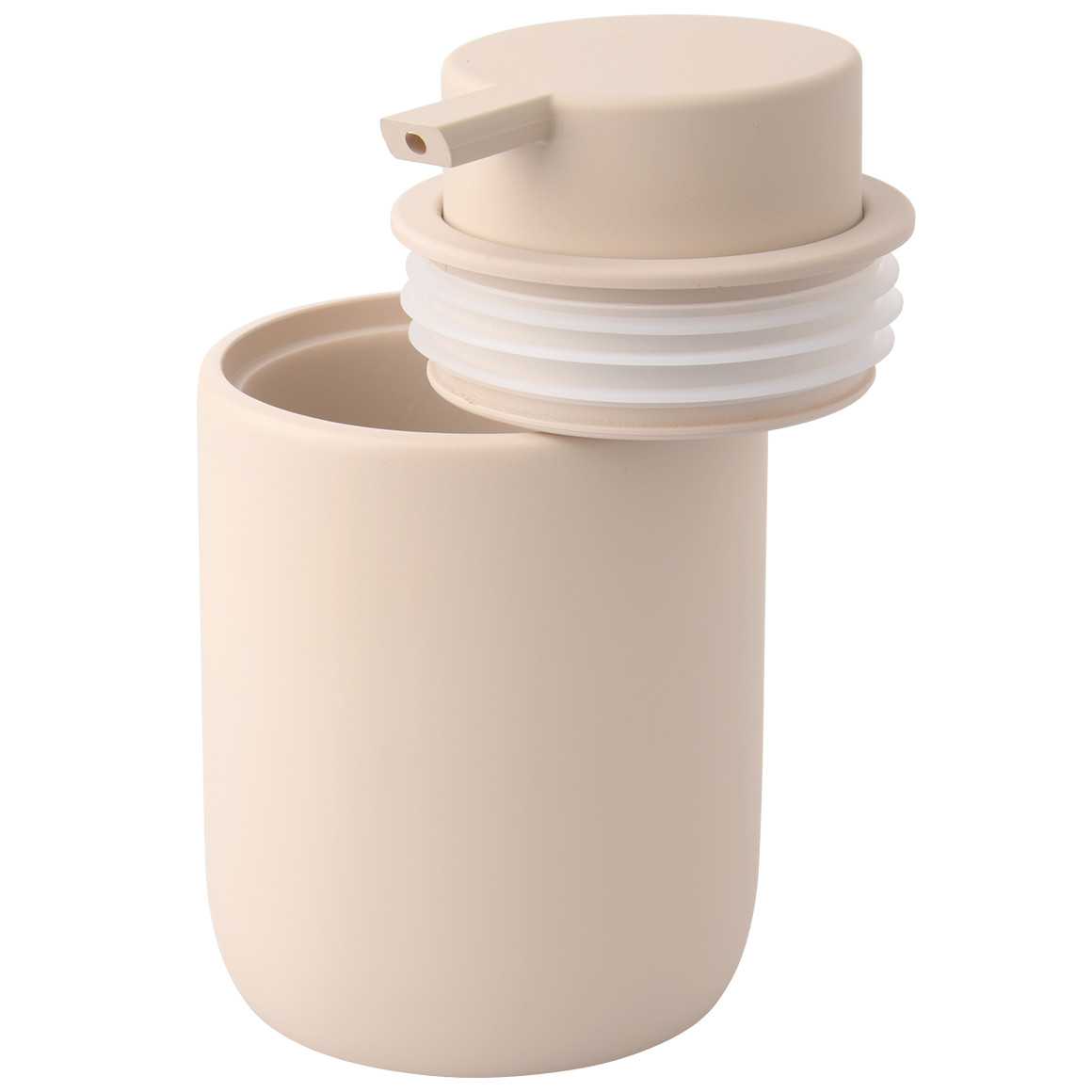 Zeepdispenser met soft-touch oppervlak