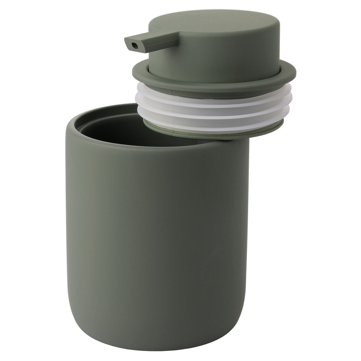 Zeepdispenser met soft-touch oppervlak