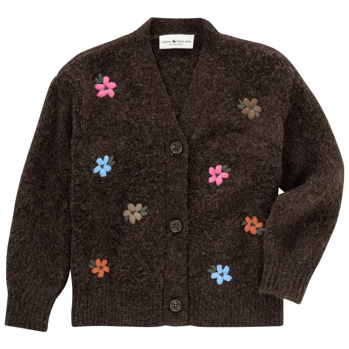 Mädchen Strickjacke mit Blumen-Allover