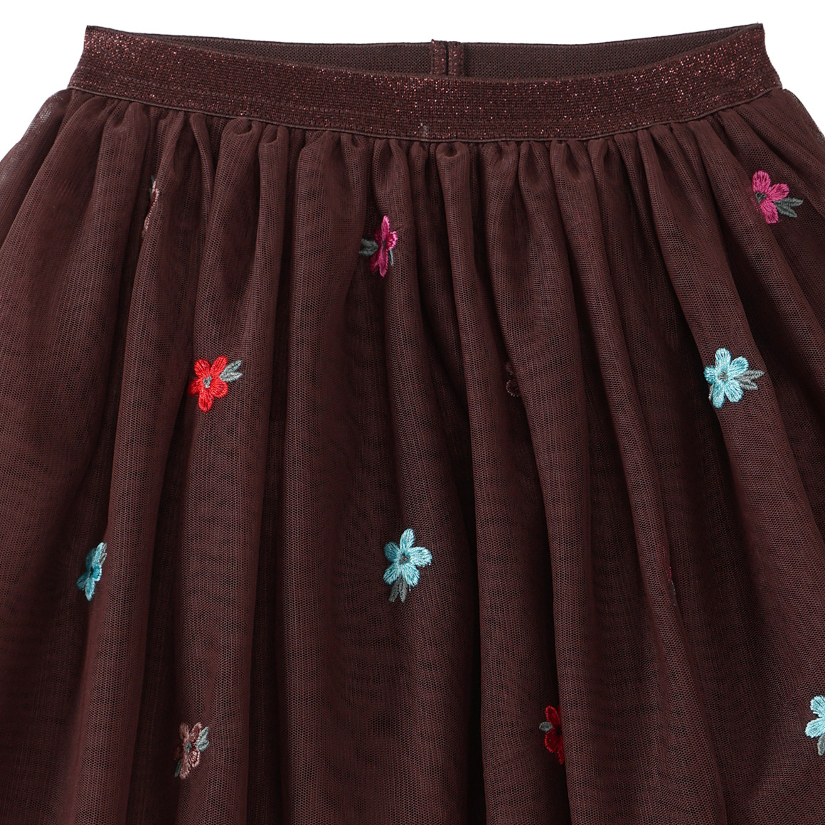 Meisjesrok van tule met bloemenborduursel