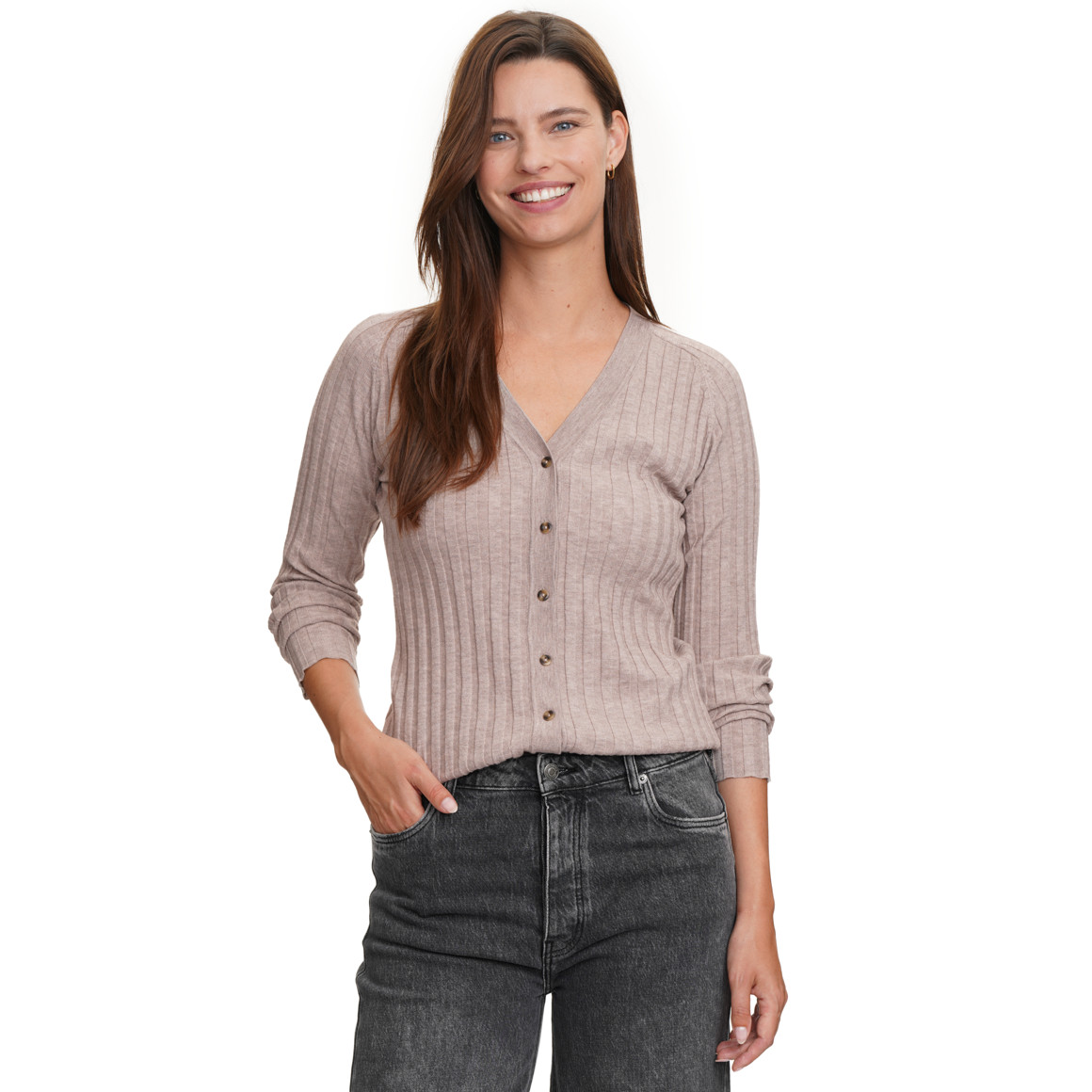 Damen Strickjacke mit V-Ausschnitt