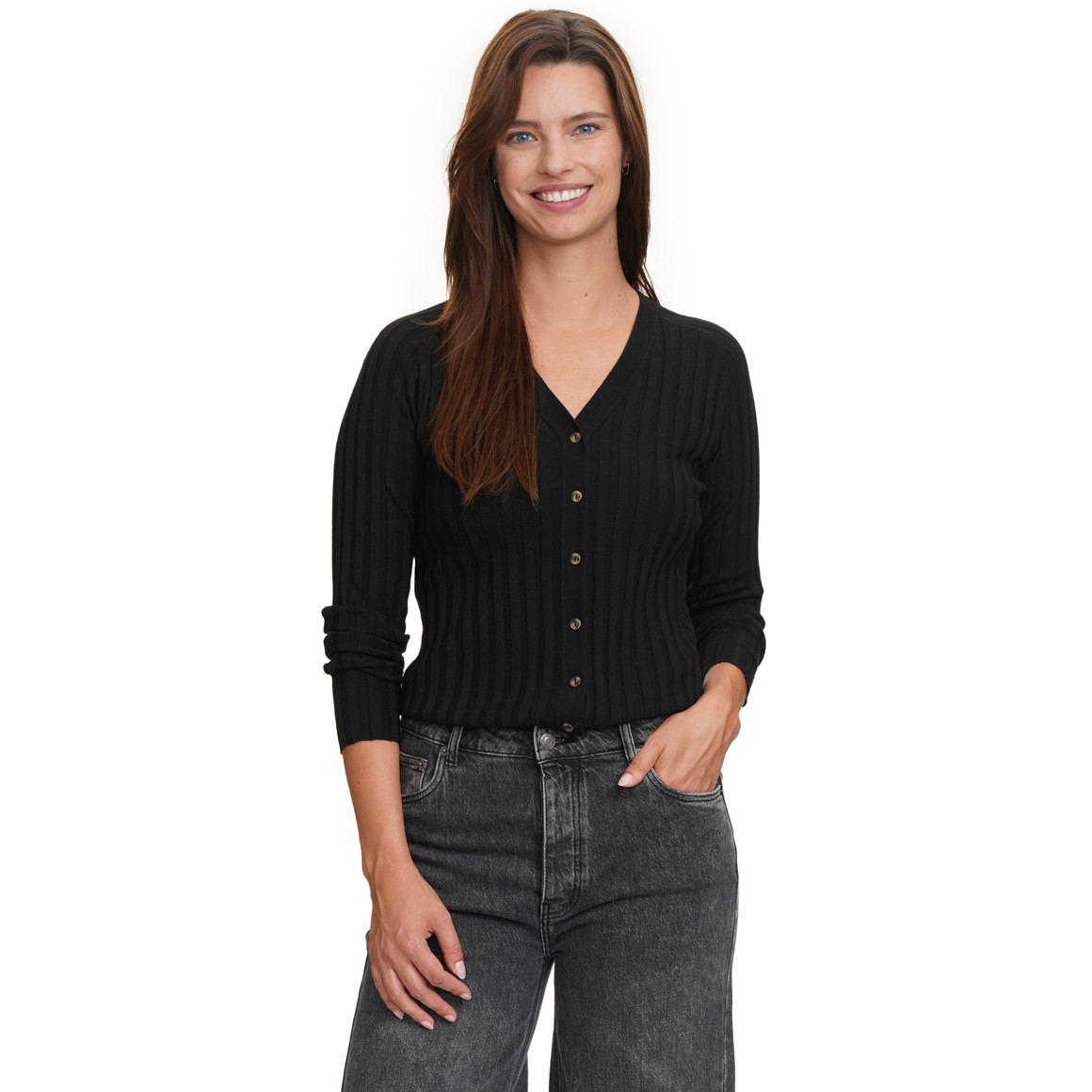 Damen Strickjacke mit V-Ausschnitt