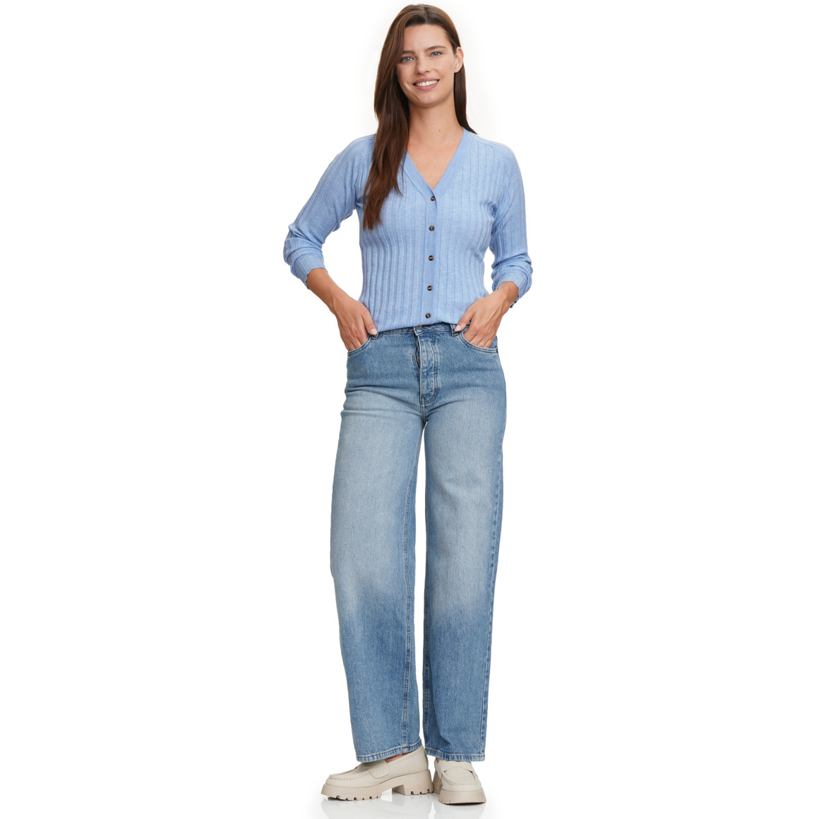 Damen Strickjacke mit V-Ausschnitt