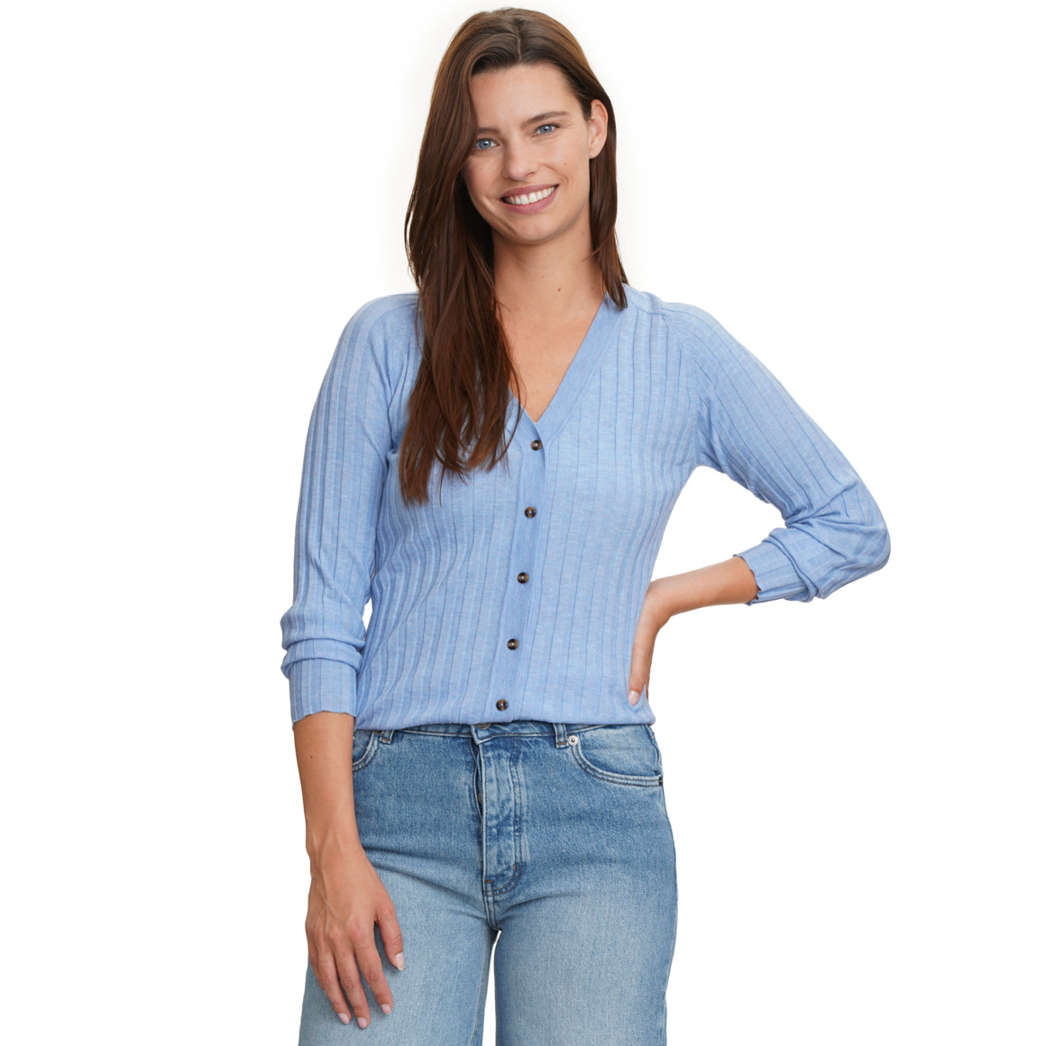 Damen Strickjacke mit V-Ausschnitt