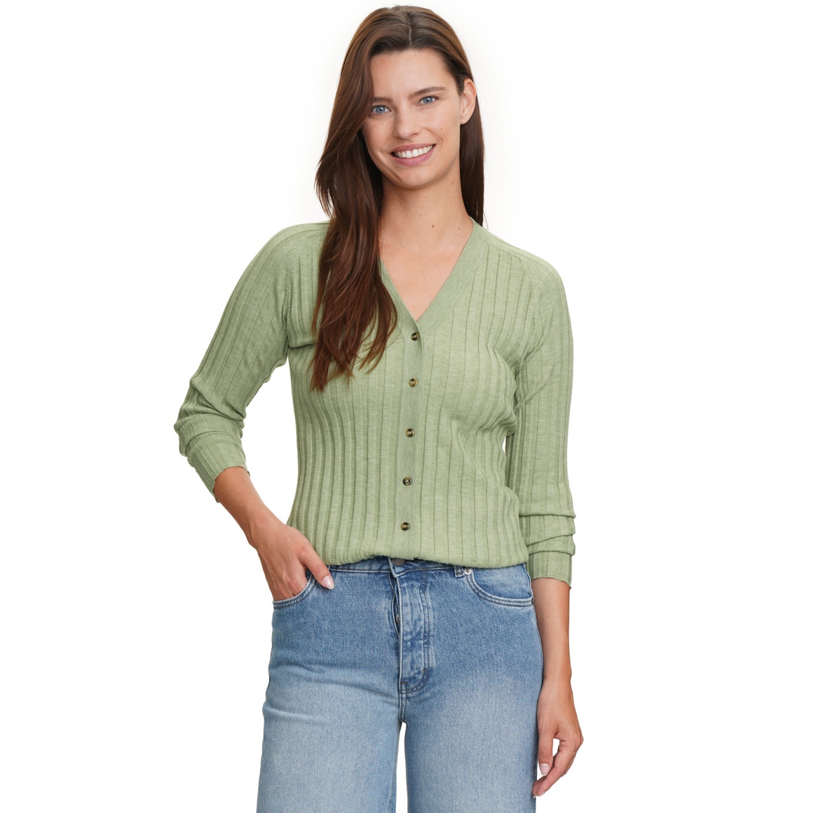 Damen Strickjacke mit V-Ausschnitt