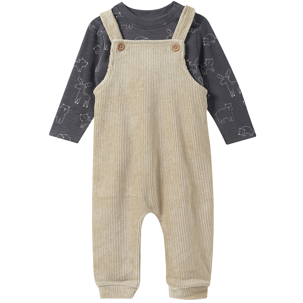 Newborn Set mit Langarmshirt und Latzhose