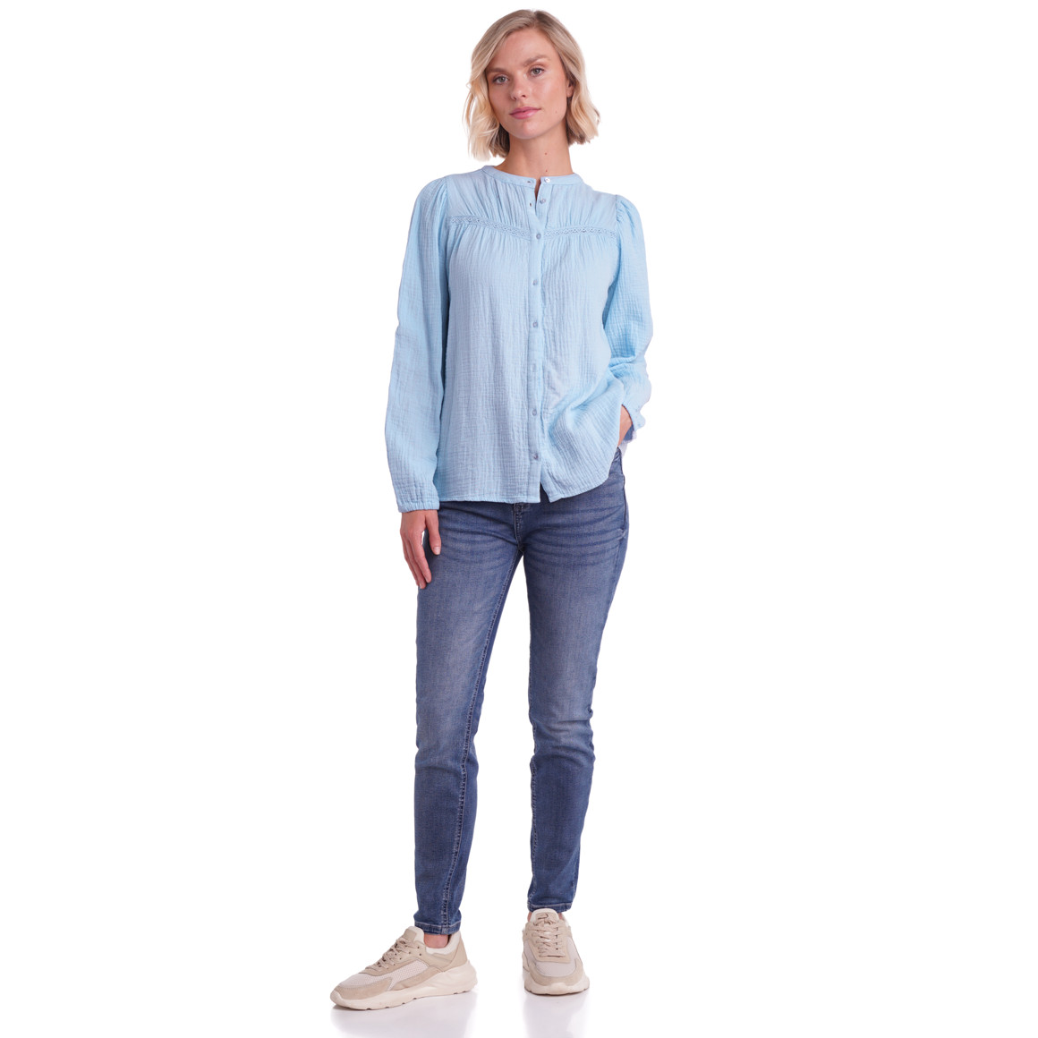 Damen Musselin-Bluse  aus Baumwolle
