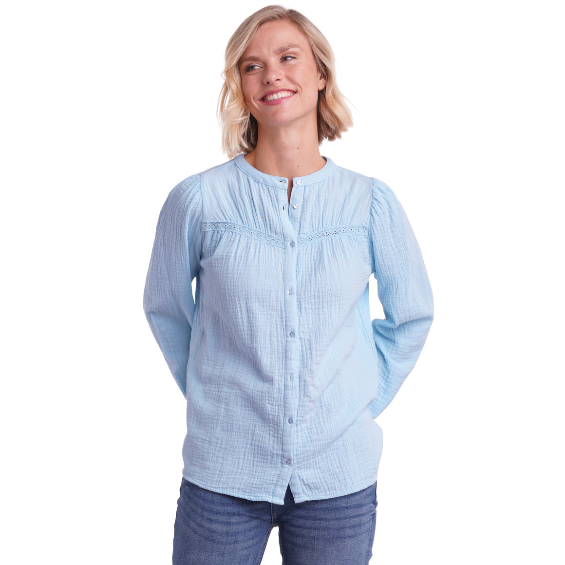 Damen Musselin-Bluse  aus Baumwolle