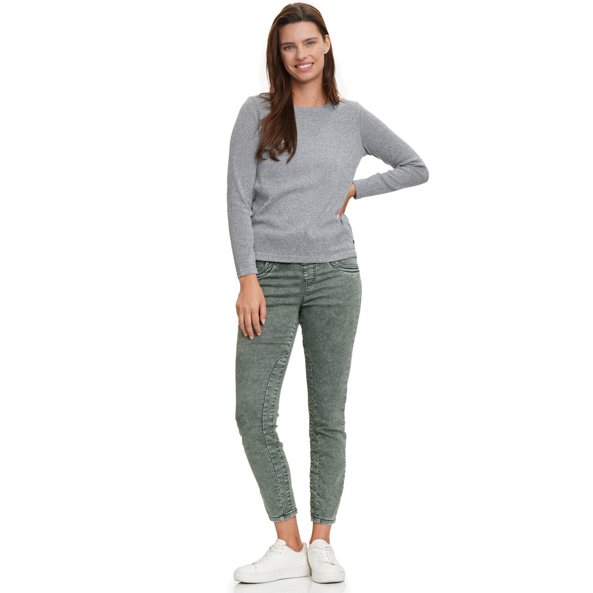 Damen Langarmshirt mit Zierknöpfen