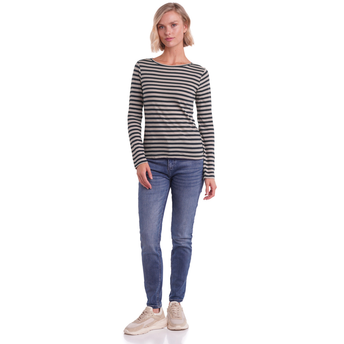 Gestreept damesshirt met lange mouwen