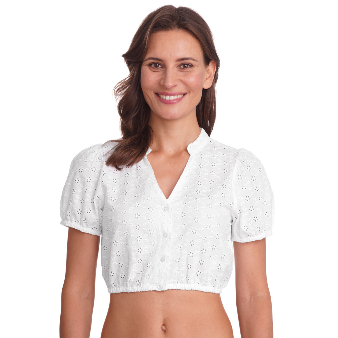 Damen Dirndl-Bluse mit Lochstickerei