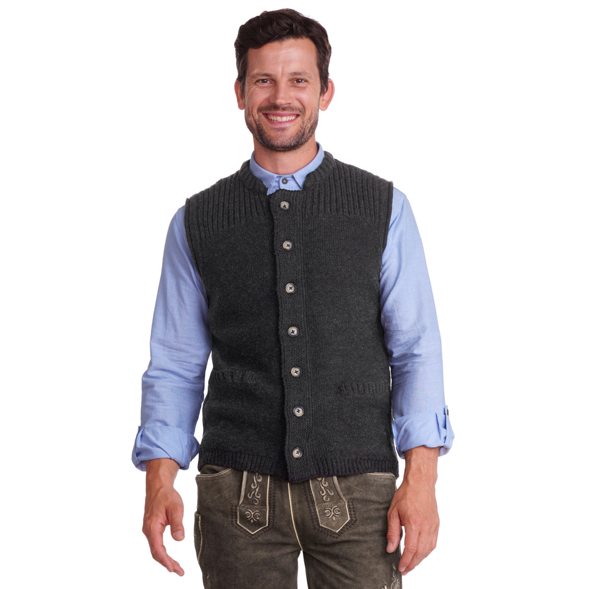 Gebreid herenvest met melange