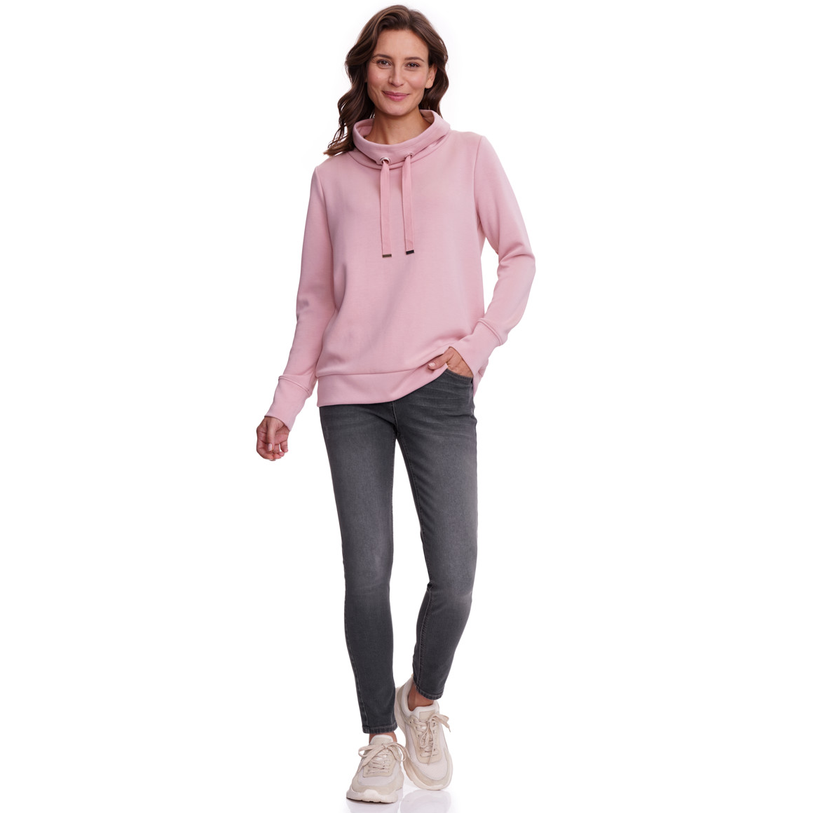 Dames sweat trui met opstaande kraag