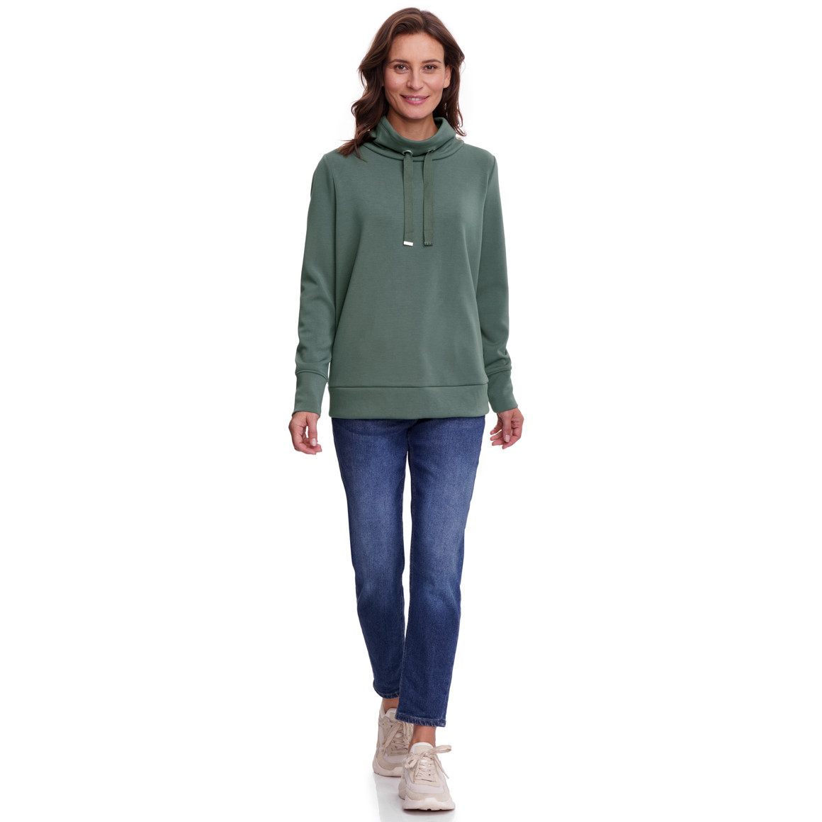 Dames sweat trui met opstaande kraag