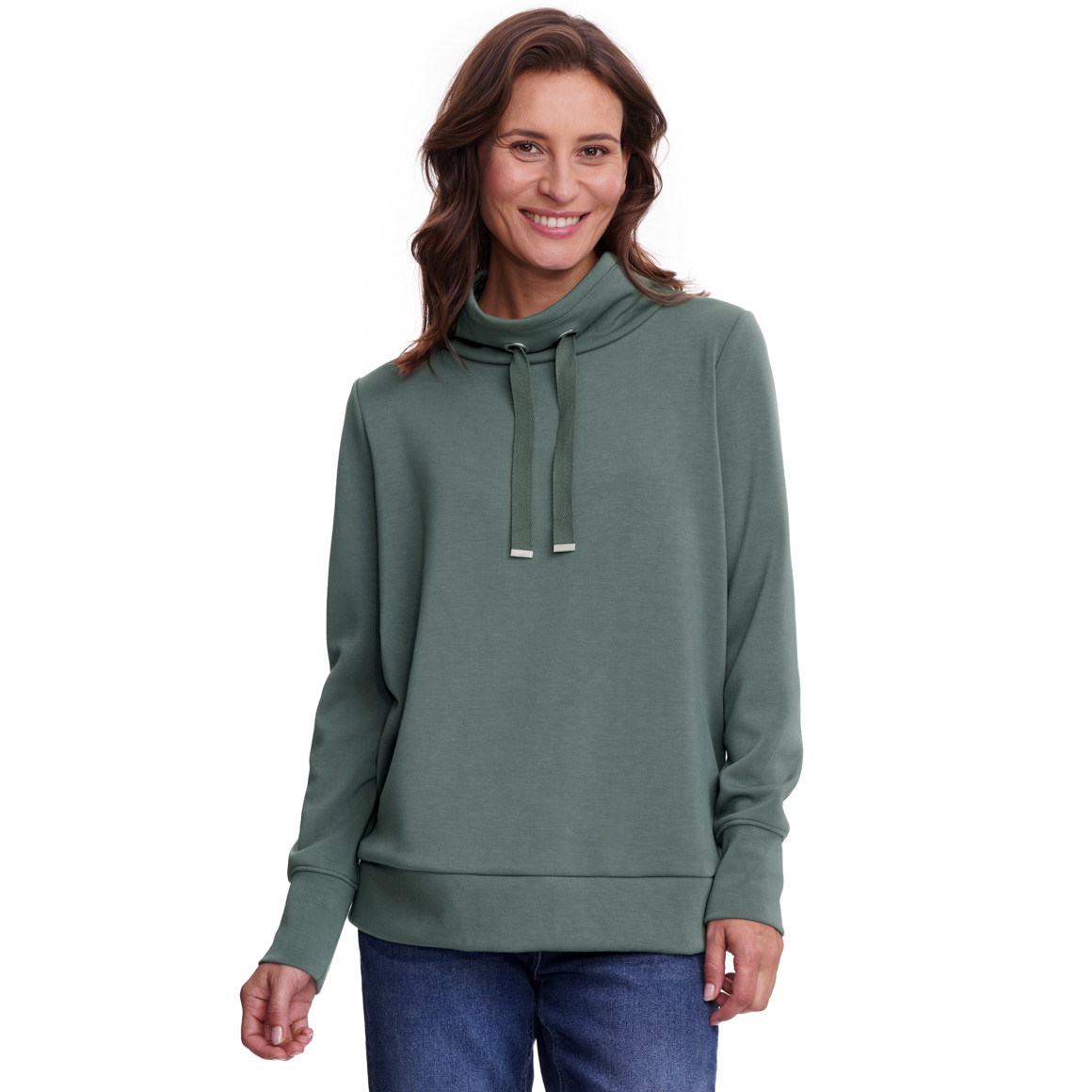 Dames sweat trui met opstaande kraag