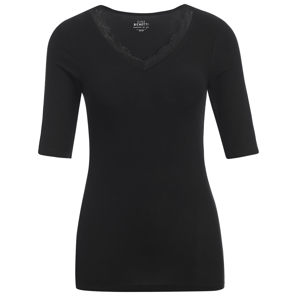 Dames geribd shirt met kant